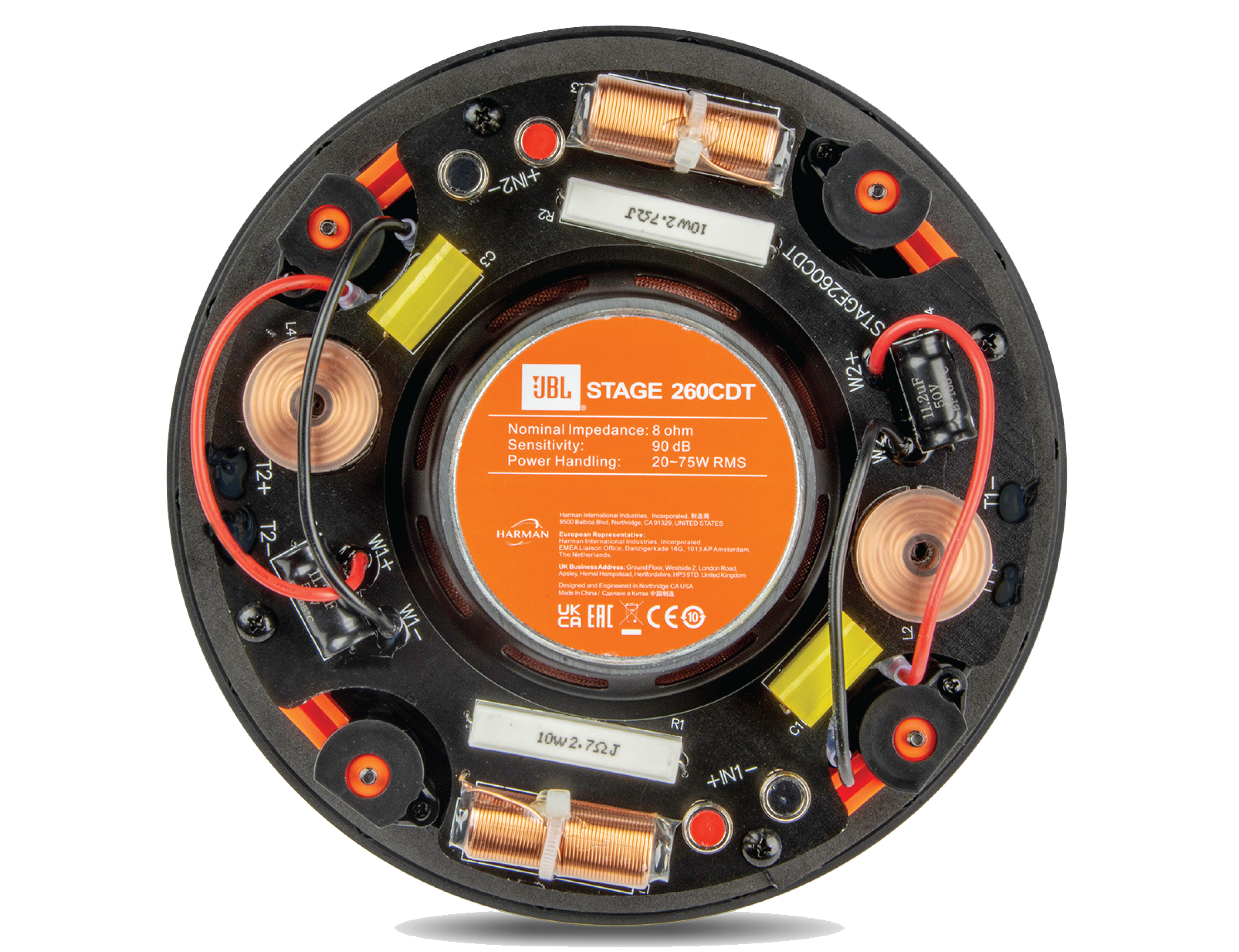 Premium air-core inductors and mylar cap capacitor crossover network components ensure that sound remains dynamic at all listening levels.